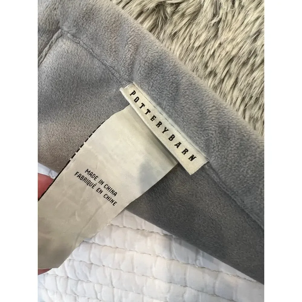 Throw Blanket Luxe Faux Fur 50X60 Plush Velvet lined Grey Gray Furry